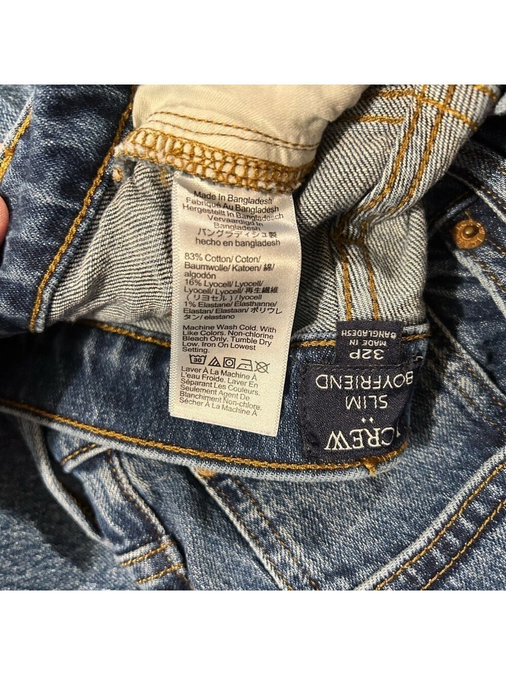 J. Crew Slim Boyfriend Jeans All Day Stretched Tinted Indigo Wash Cropped 32P EC - Picture 6 of 6